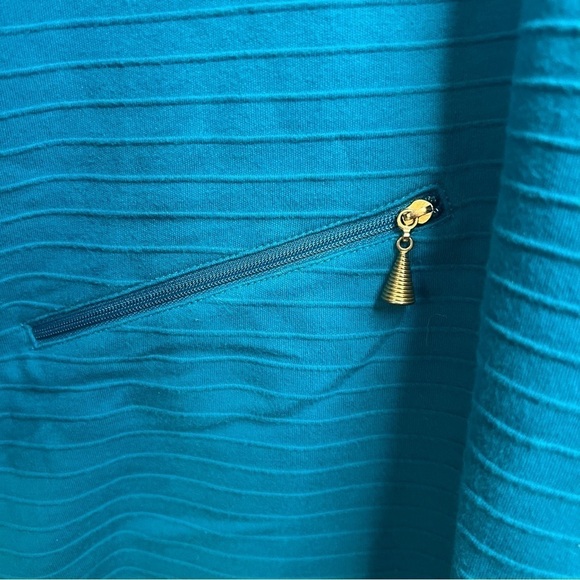 Bechamel Plus Size 2X Long Sleeve Pull Over Cotton Sweater High Neck Blue Zipper - Picture 3 of 8